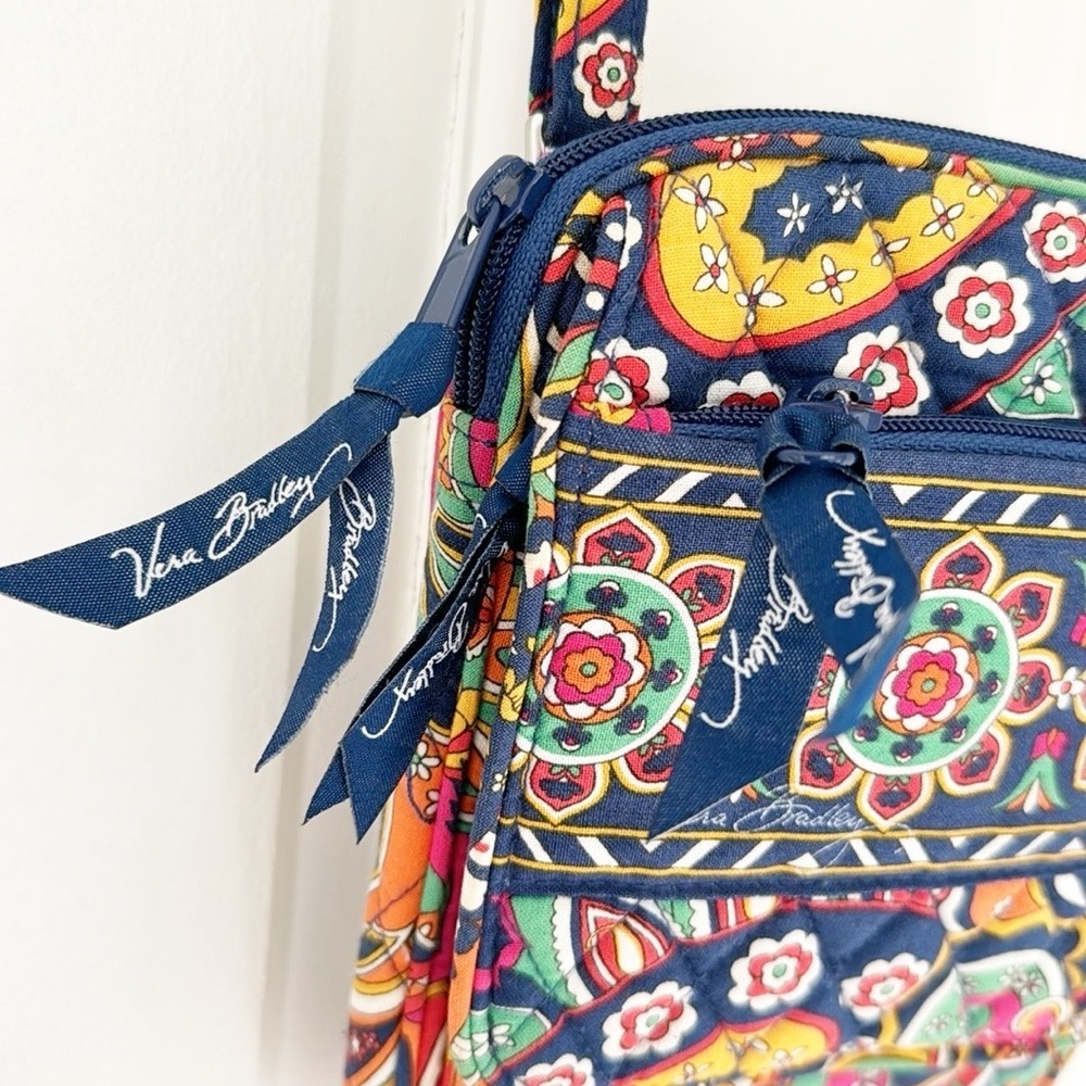 VERA BRADLEY bag cotton blue yellow mini hipster crossbody Venetian paisley - Picture 3 of 7